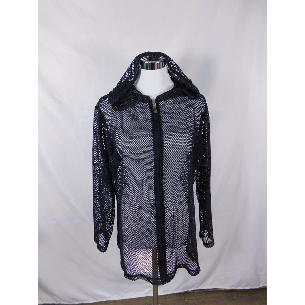Sun Covers Dress Womens M Black Mesh Hooded Zip Shirt Dress Short Travel